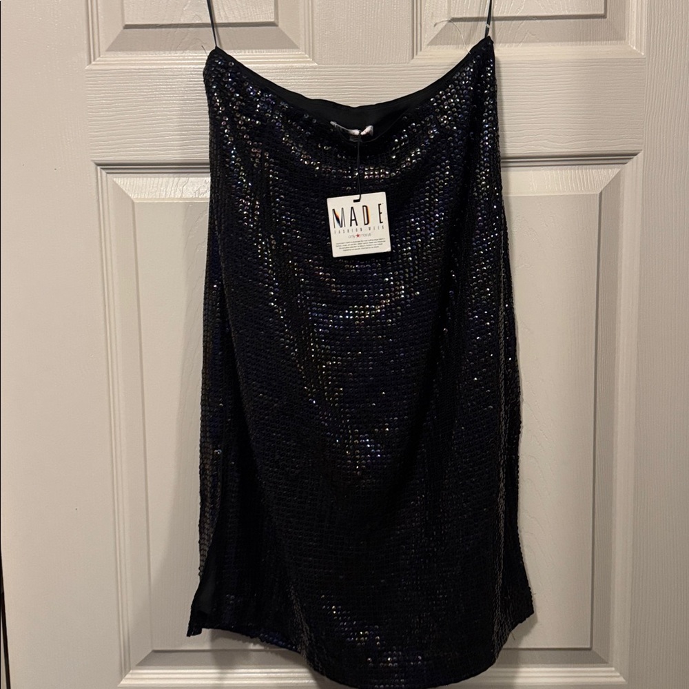 Black Double Side Slit squins shirt